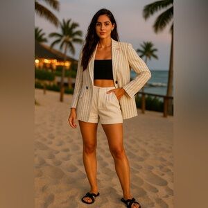 🌴ZARA Oversized Striped Blazer - Size XS